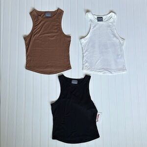 Olivia Rae Brown, White, and Black Tank Tops